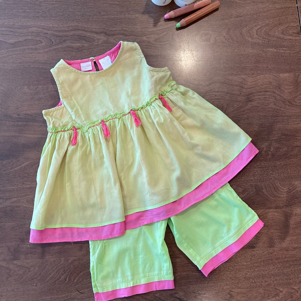 Parisian Works - Parisian Kids - Lime and Pink Toddler Dress